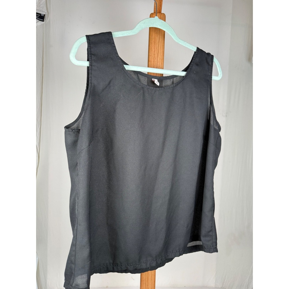 Black Sleeveless Scoop Neck Rayon Blouse Plus Size 16W Shell Lining Top‎